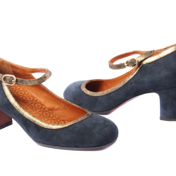 Chie Mihara Mary Jane in Grey Suede and gold - Picture 3 of 4